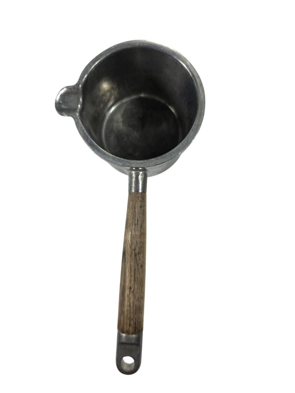 Vtg Knobler Aluminum pan melting butter Wooden Handle 3" Diameter Rustic Kitchen